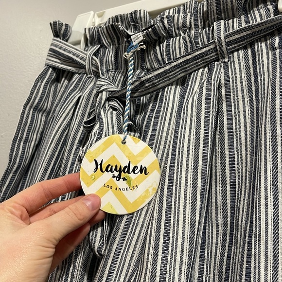 Hayden Striped Wide-Leg Pants with Bow Tie NWT L - Picture 5 of 8